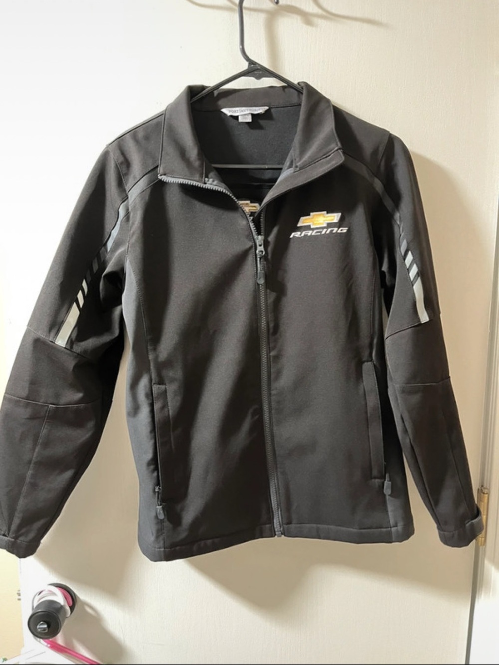 Port Authority Black Racing Logo Softshell Jacket